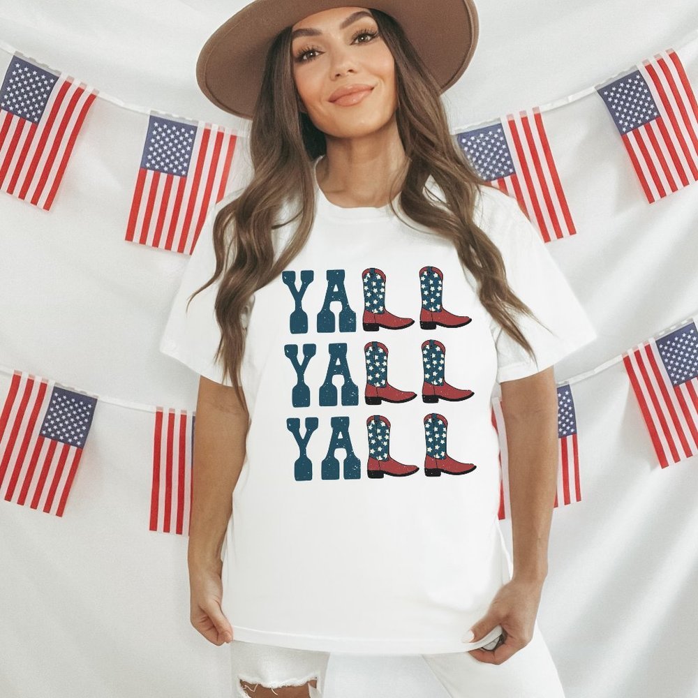 Fourth of July Yall Yall Yall White T Shirt